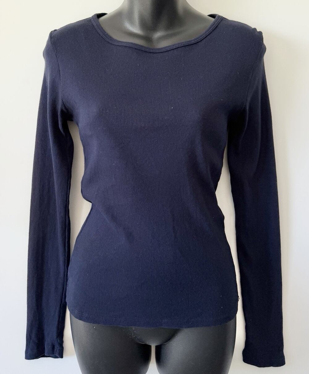 Brandy Melville Blue Cotton Ribbed Long Sleeve 100% Cotton One Size Round Neck